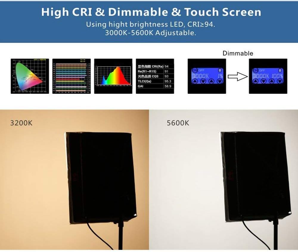 Flexibel LED-Videopaneel – LED-Videolicht, LED-Paneel, LED-Fotoverlichting, Continu Licht – 100 W Bi-Color 3000 K tot 5600 K – Oprolbaar Ontwerp met Honingraatgrid Softbox Diffuser