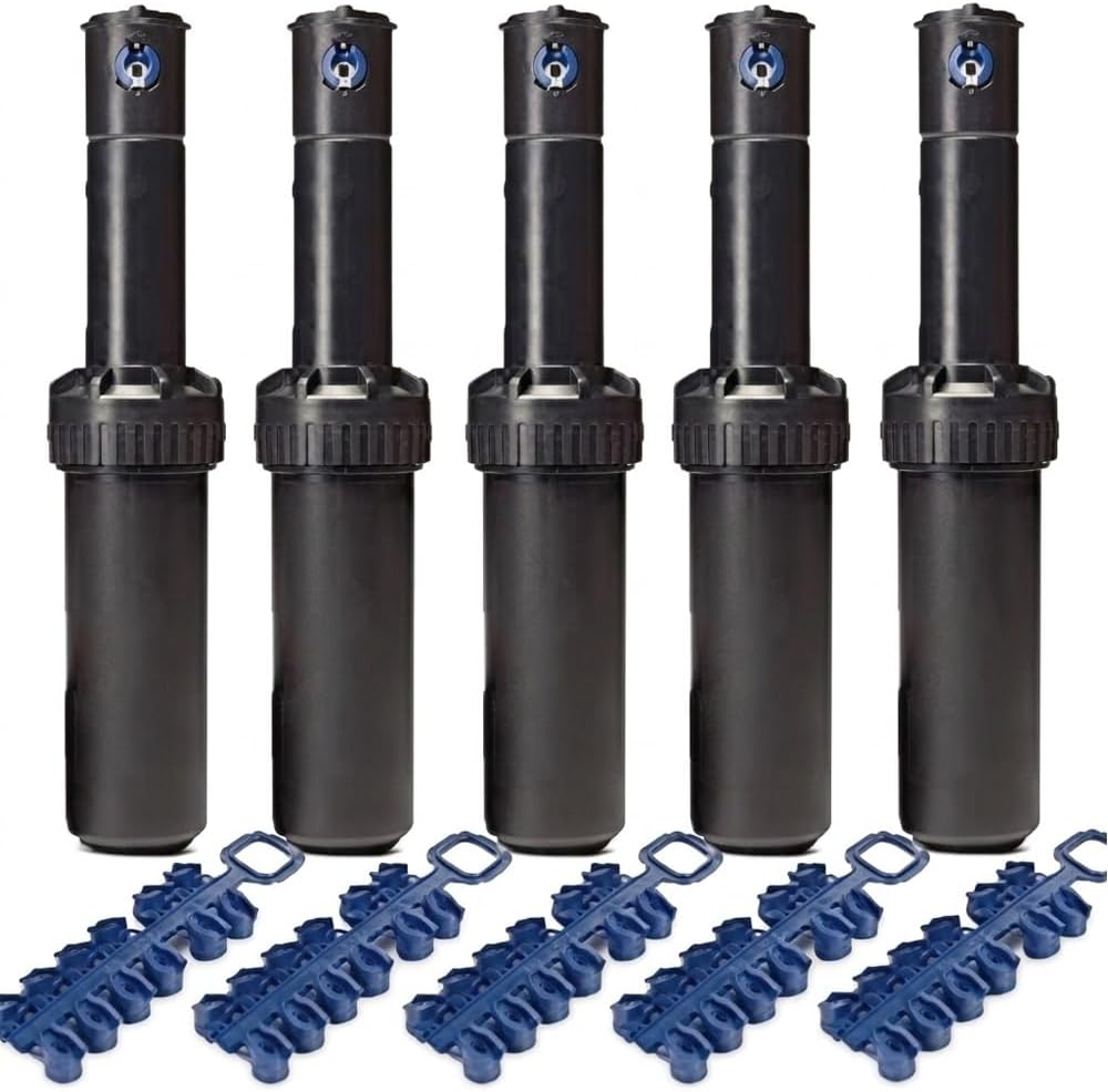 Suinga 5 x Rain Bird 5004 Plus sprinkler, bereik 7,6 tot 15,2 m, maakt het stoppen van de irrigatie van het sproeideksel, 3/4 inch schroefdraad, zwart