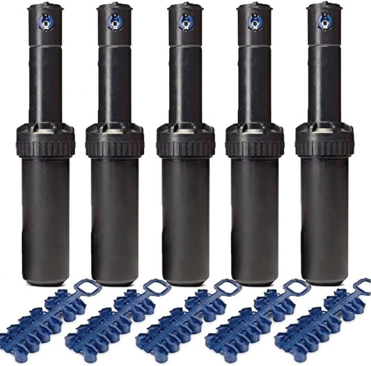 Suinga 5 x Rain Bird 5004 Plus sprinkler, bereik 7,6 tot 15,2 m, maakt het stoppen van de irrigatie van het sproeideksel, 3/4 inch schroefdraad, zwart