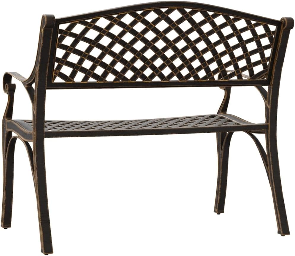 Flash shipping: garden bench suitable for garden furniture, outdoor seating, parks, terraces, benches with backrest, 102 cm cast aluminium, bronze - QUORE