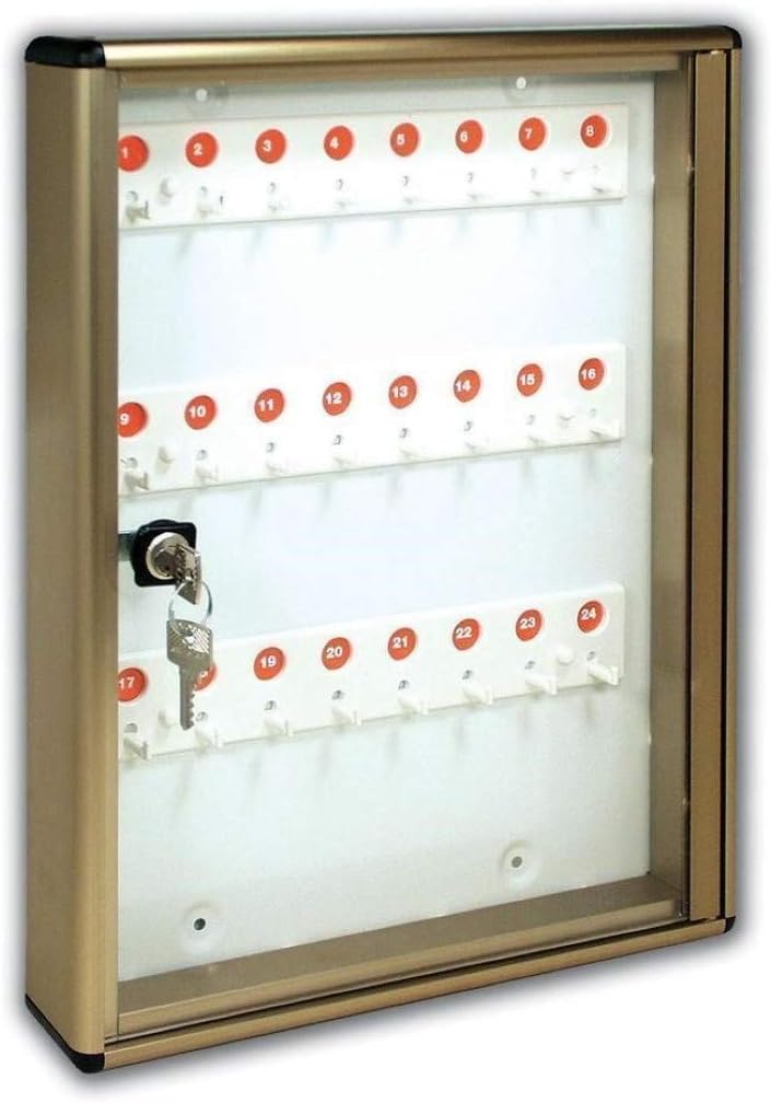 Aluminium box notitiebord sleutel cm 30 x 5 x 40-24 plaatsen/brons