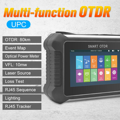 TM292 OTDR 1310/1550nm 24/22dB met 4,3-Zoll-Touchscreen, OTDR Singlemode met VFL OPM OLS Evenementenkaart RJ45, FC/UPC SC ST LC- Aansluiting opnemen