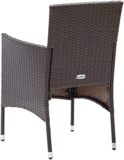 Set of 2 modern garden chairs made of rattan with removable cushions, hand-woven poly rattan and weather-resistant steel frame, ergonomic design - QUORE