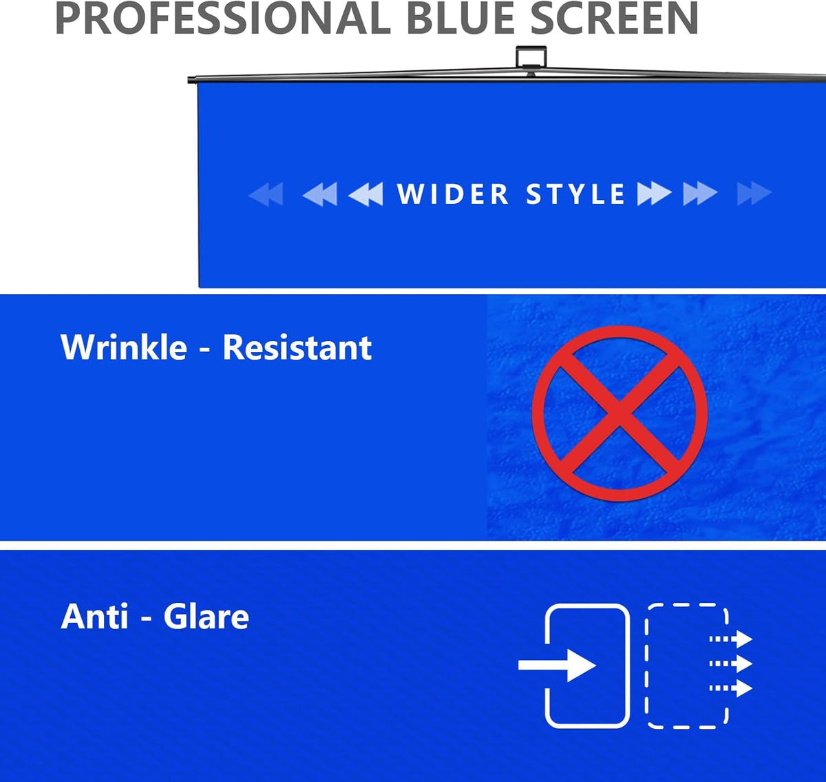 【Bredere stijl】 RAUBAY 200 x 200 CM grote opvouwbare blauwe schermachtergrond draagbare intrekbare Chroma Key-paneel fotoachtergrond met standaard voor videoconferentie, fotostudio, streaming