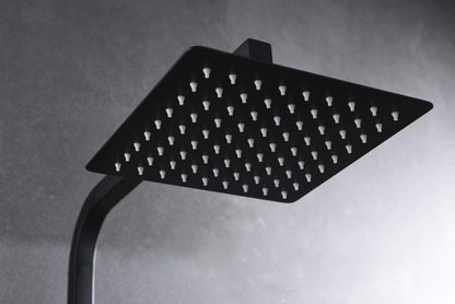 Douchewand Zwart – Douchepaneel – Douchecabine – Douchezuil – Douchekraan – Verstelbare Lengte 95-140 cm – Extra Grote Vierkante Douchekop 20 cm