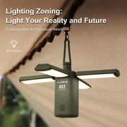 KLARUS CL2 multifunctionele campinglantaarn, 10000mAh oplaadbare campinglamp, 750 lumen opvouwbare campinglamp met 8 lichtstanden, IPX5 waterdichte LED-lantaarn voor tenten Outdoor Fishing Emergency