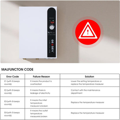 Tankloze elektrische doorstroomboiler, 27 kW, 240 V, eindeloos heet water op aanvraag, met digitale temperatuurweergave voor douches, 114 A, wit