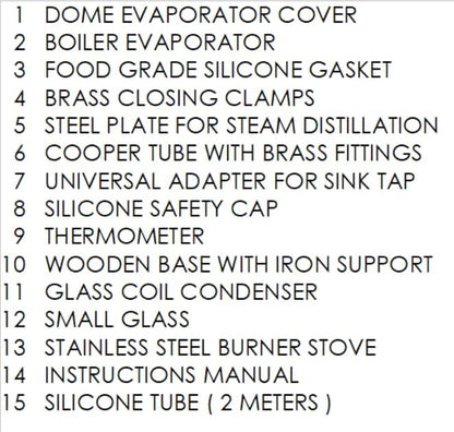 Distiller for copper essential oils, with glass condensing column - QUORE