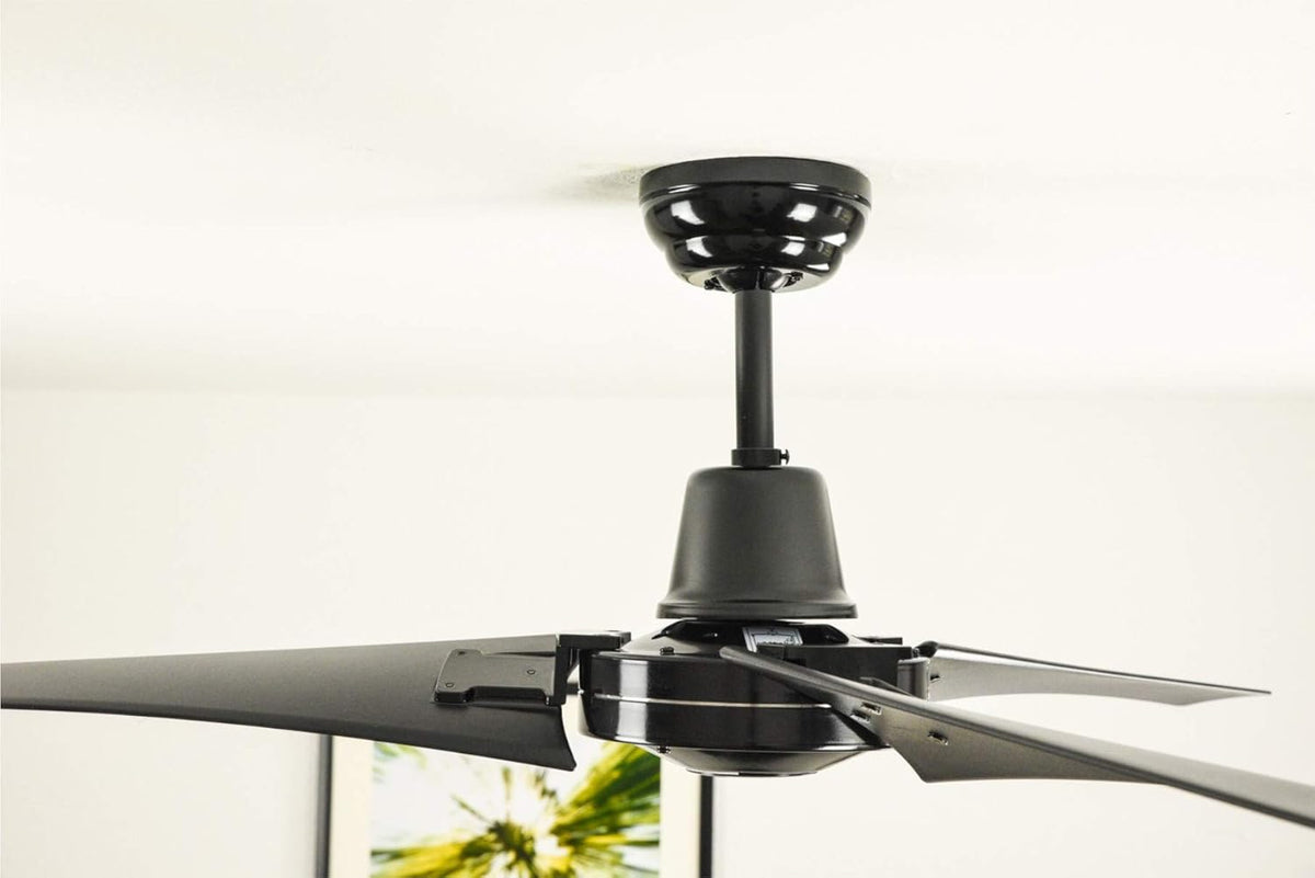 Plafondventilator Vourdries industrieel design, zwart, Ø 142 cm, met afstandsbediening, zonder verlichting