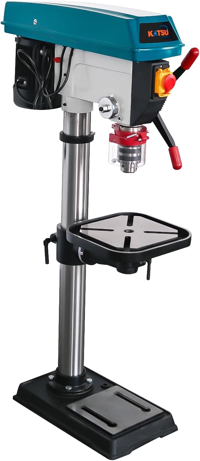 KATSU Tools Industriële bankpijlerboormachine, 900 W + 20 mm boorkop + 12 snelheden elektronische variabele snelheidsschakelaar + 85 mm maximale boordiepte + max. 2380 tpm + in hoogte verstelbare