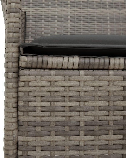 LAPOOH Garden Chairs with Cushions 2 Pieces Grey Poly Rattan and Solid Wood, Garden Chair, Patio Chair, Garden Dining Chair-368721 - QUORE