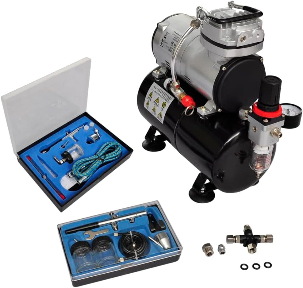 Airbrush Set – Airbrush Pistool – Compressor Set – Spuitpistool – Spray Gun – Compacte Mini Piston Compressor – Stil Geluidniveau 47 dB