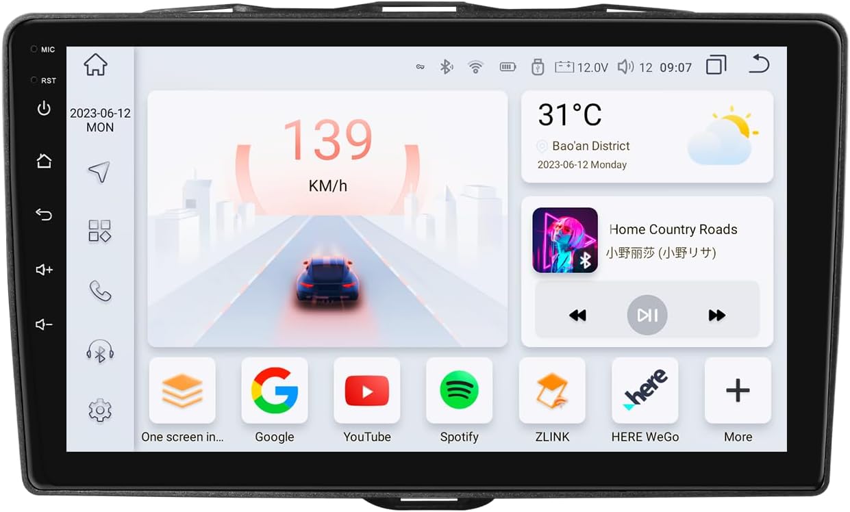 Android 13 Autoradio – Inbouwradio – Multimedia Systeem – Navigatiesysteem – Touchscreen Radio – 9 Inch QLED Scherm – Draadloze Apple CarPlay & Android Auto