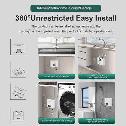 Elektrische instant doorstroomboiler, keuken, kleine boiler met led-temperatuurweergave, 220 V, 5500 W, voor keuken en badkamer