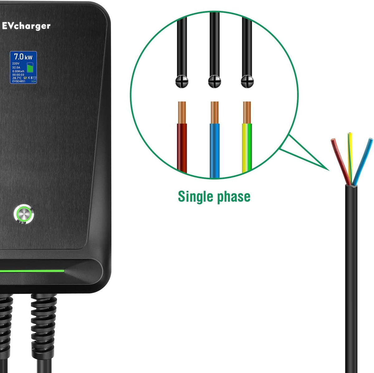 Type 2 Oplader – EV Lader – Elektrische Auto Oplader – Laadstation – Plug-in Hybride Oplader – 7 kW Vermogen – 6 Meter Kabel