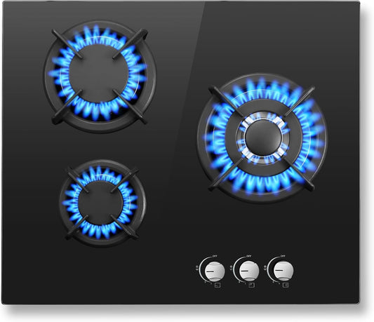 Gaskookplaat 3 Pits – Gasfornuis Inbouw – Kookplaat Gas – 3 Branders – 60 cm – Elektronische Ontsteking – Veiligheidssysteem Thermokoppel