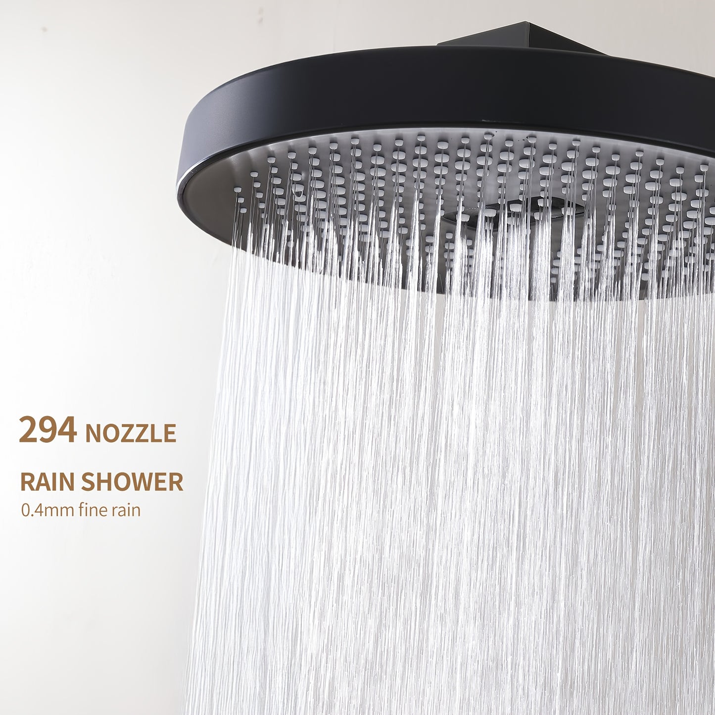 Zwarte Douche Set – Douchepaneel – Doucheset – Handdouche – Thermostaatkraan – 4 Spuitstanden – Muurbevestiging Zonder Boren – Glazen Plank 40 cm