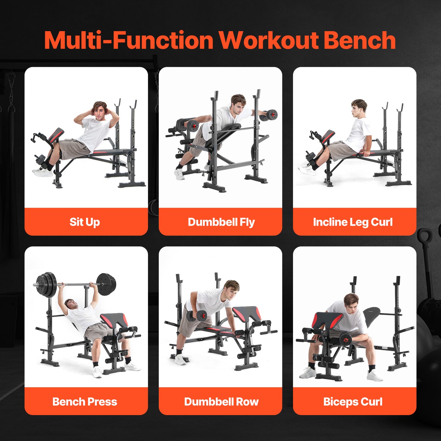 Bankdrukbank – Halterbank – Fitnessbank – Trainingsbank – Fitness bench – Verstelbaar en Inklapbaar – Stevig Stalen Frame – Max. Belastbaar Gewicht 300 kg