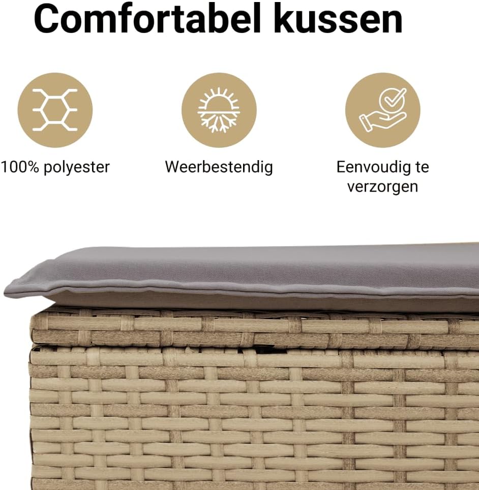 vidaXL 4-piece Lounge set with cushions poly rattan mixed beige - QUORE