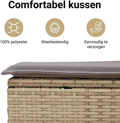 vidaXL 4-piece Lounge set with cushions poly rattan mixed beige - QUORE