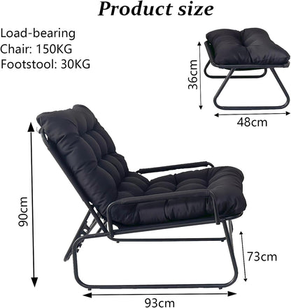 Relaxfauteuil – Relaxstoel – Tv-fauteuil – Verstelbare Zetel – Leunstoel Met Voetenbank – Verstelbare Rugleuning – Stevig Metalen Frame – Ruime Afmetingen 83x74x130 cm