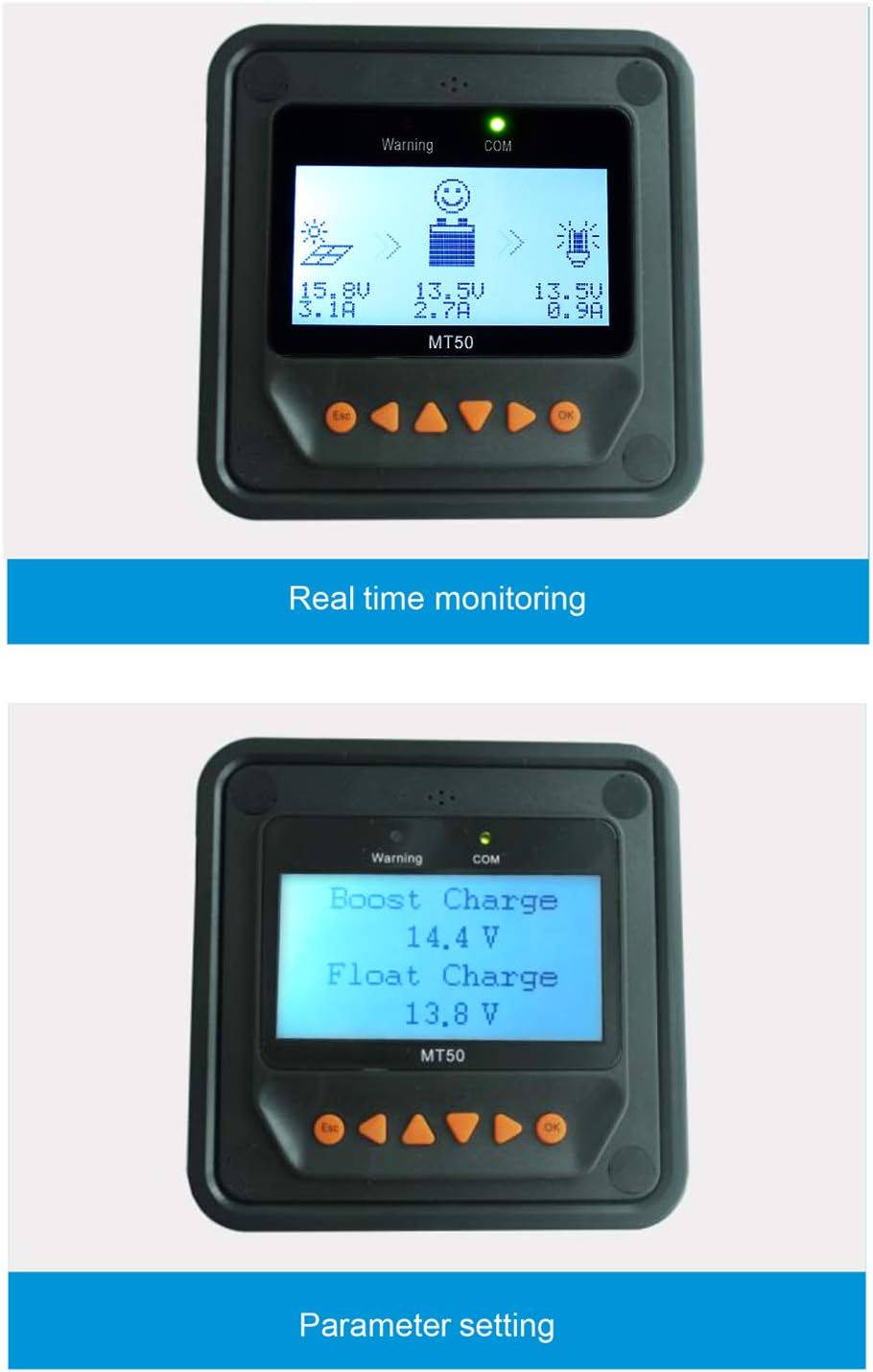 EPEVER MPPT Tracer3210AN laadregelaar, 30 A, afstandsbediening, MT50 hRTS temperatuursensor 12 V/24 V, auto voor zonnepaneel, batterijcontrolesysteem (30A+MT50+RTS)