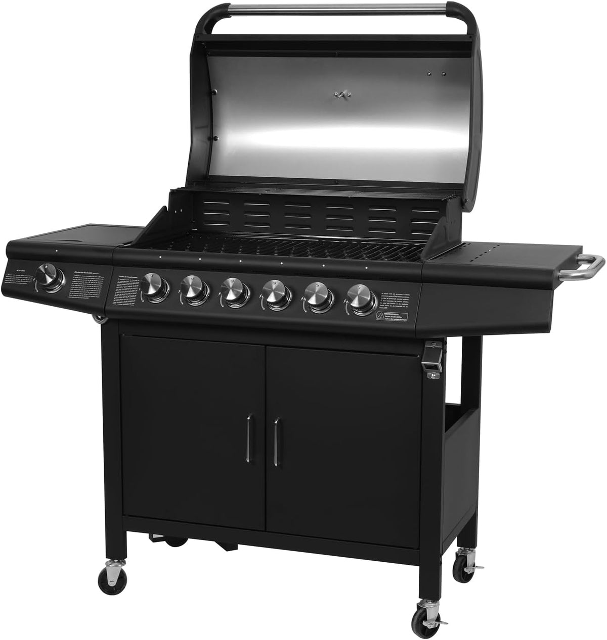 Taino Red 6+1 Gas Barbecue Grill Trolley Stainless Steel Burner Black Optional Accessories - QUORE