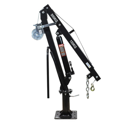 Pick-up laadkraan draaglast 500kg en 360° draaibaar – kabellier – massieve standvoet – grondmontage