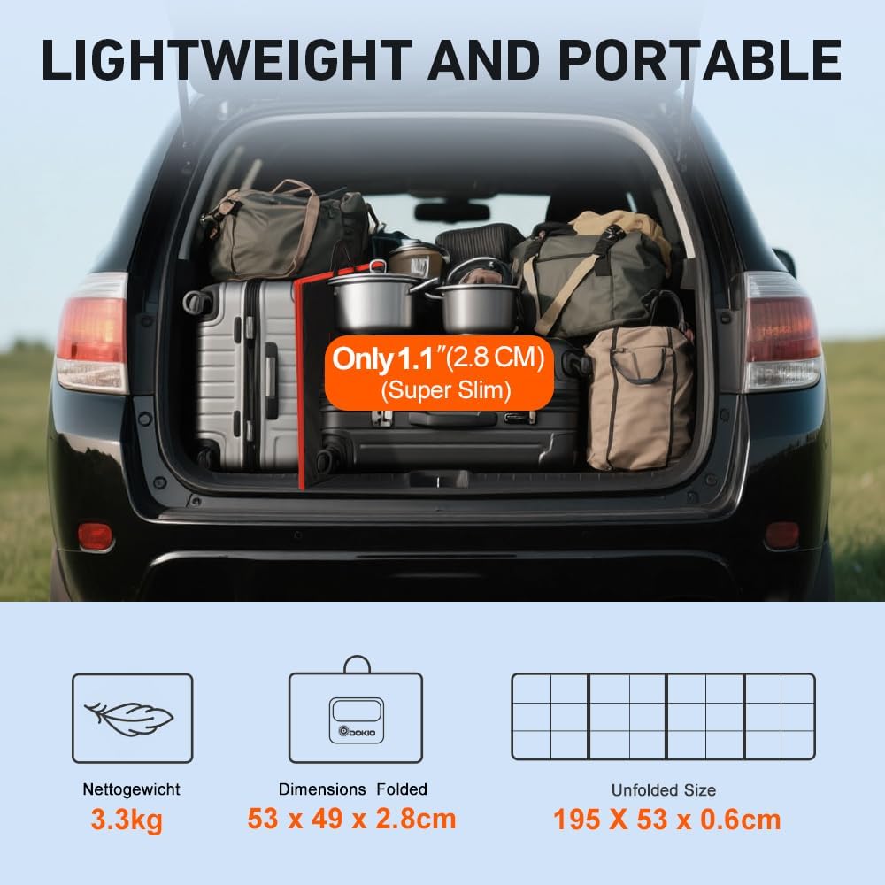 DOKIO Zonnepanelen 150W 12V Opvouwbaar Monokristallijne met 10A controller voor caravan camper camping auto boot batterij opladen
