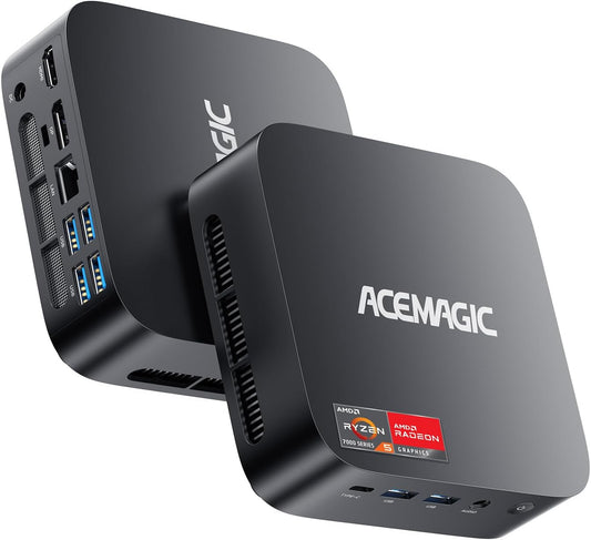 ACEMAGIC Kron Mini K1 Mini-pc, AMD Ryzen 5 7430U (equivalent aan 5850U, 6C/12T, tot 4,3Ghz), 32 GB DDR4 512 GB M.2 SSD Windows 11 Pro Mini PC, mini-computer met wifi 6 | BT 5.2 | 4K UHD | Type-C
