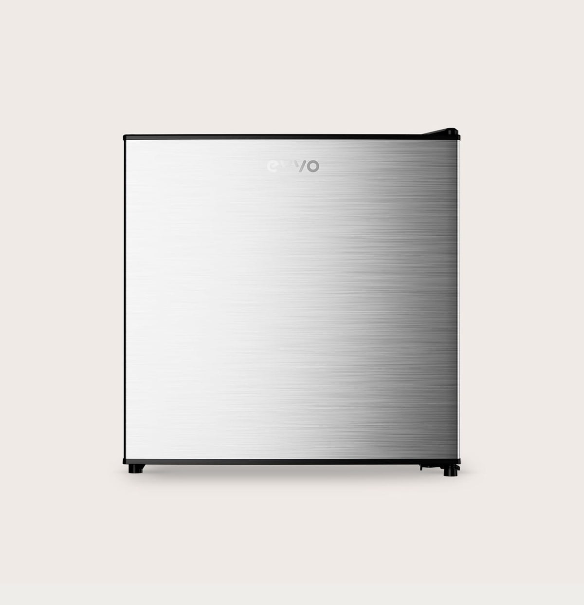 EVVO F22X Mini-koelkast, 46 l, roestvrij staal, energiebesparend, 80 kWh/jaar, 41 dB, compacte koelkast voor kantoor, slaapkamer en studio, stille mini-koelkast in modern design
