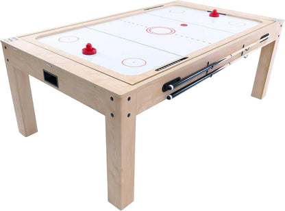 7-in-1 Multigame Table Wood Finish Billiard Table Tennis Air Hockey Chess Backgammon Shuffleboard Multisport Game Set Indoor Party Entertainment Home Office Adults Children Accessories - QUORE