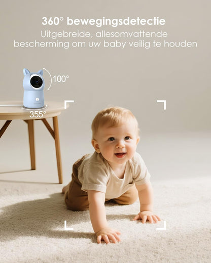 Babyfoon – Baby monitor – Kinderbewaking – Babyscanner – Babykijker – Met 2 Camera’s Blauw – 2.5K HD Resolutie – 5,5 Inch HD Scherm
