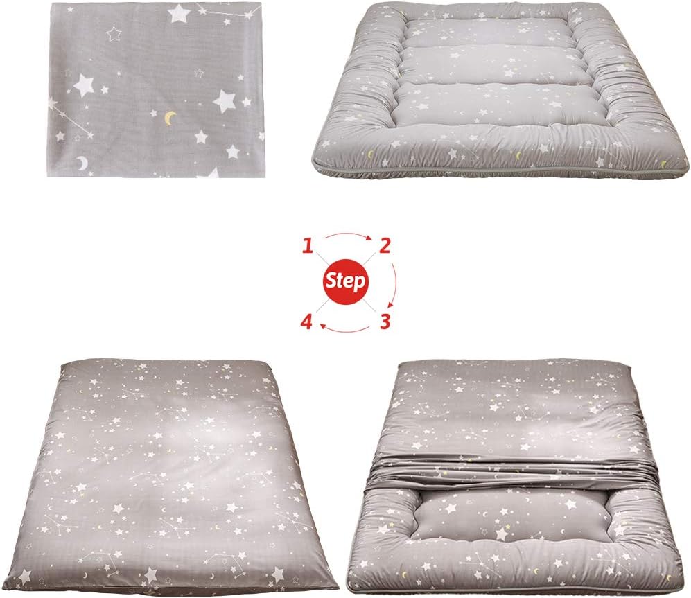 MAXYOYO Japanse vloermatras, futonmatras, dikkere tatami-mat, slaapkussen, opvouwbaar, oprolbaar matras, slaapzaal, matras, vloerligstoel, kussen, bed (sterrenbeeld, eenpersoons)