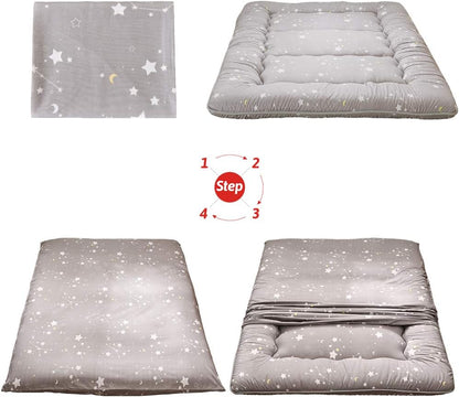 MAXYOYO Japanse vloermatras, futonmatras, dikkere tatami-mat, slaapkussen, opvouwbaar, oprolbaar matras, slaapzaal, matras, vloerligstoel, kussen, bed (sterrenbeeld, eenpersoons)
