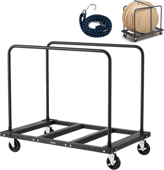 Platenwagen – Gipsplaatwagen – Droogbouwwagen – Paneelwagen – Transportwagen – Zwart – Draagvermogen 816 Kg – Stalen Frame Met 4 Zwenkwielen En 2 Remmen
