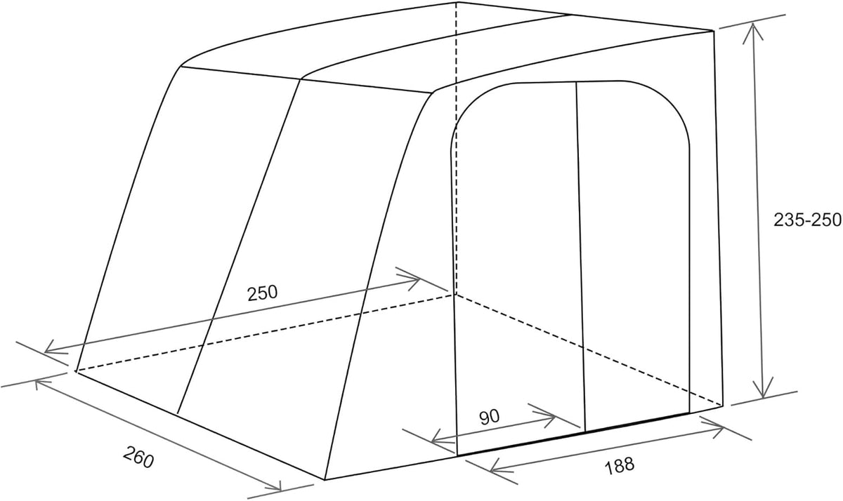 Weekender Glasvezel luifel voor caravans en campers (260 cm)