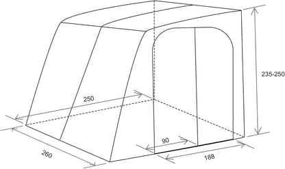 Weekender Glasvezel luifel voor caravans en campers (260 cm)