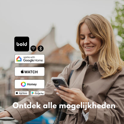 Bold – Elite Smart Lock SX33 – Slim Deurslot zonder Sleutel – Bluetooth & WiFi – Eenvoudige Installatie – App-bediening – Zilver