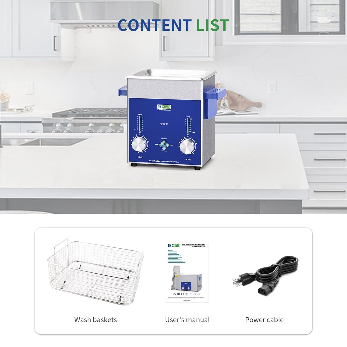 DK SONIC Industrial Ultrasonic Cleaner 2L, 60W | Professional Jewel Cleaner with Coded Timer, Heating & Basket | Multifunctional for Jewel, Glasses, Chains, Watches - QUORE