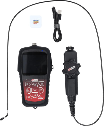 KS Tools 550.7550 HD-videoscoopset met Ø 3,9 mm 180° en 0° HD frontcamera-sonde, flexibele pvc-hoes, 3-delig