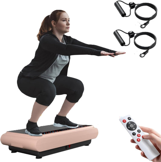 RINKMO Full Body Vibration Plate Training Machine, Fitness Platform with Resistance Bands, Bluetooth Speaker for Home Training Equipment and Loss of - QUORE