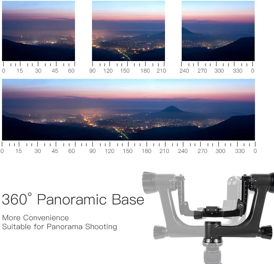 SIRUI PH-10 Carbon Gimbal Statiefhoofd Zware Duty, 15kg Draagvermogen, 360° Panorama, met Arca-Swiss Snelwisselplaat voor Camera en Telelens
