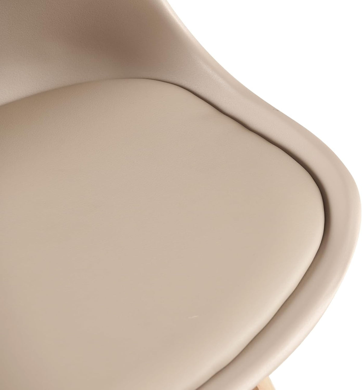 EGGREE Scandinavische eetkamerstoelen, SGS-geteste gestoffeerde keukenstoel, retro-bureaustoel met poten van massief beukenhout, licht kaki, 4 stuks