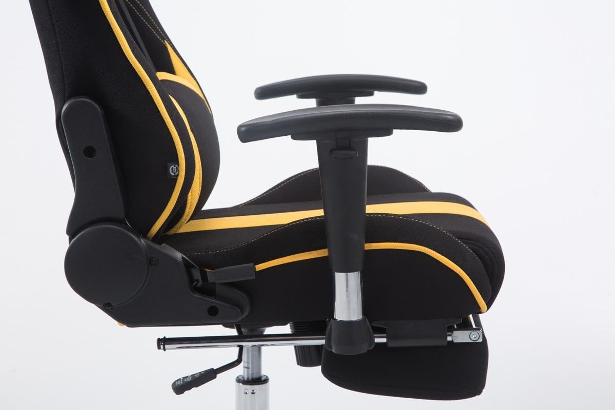 XL Gamingstoel – Bureaustoel – Gamestoel – Comfortstoel – Office Chair – Verstelbare Rugleuning – Draaggewicht 150 kg – Zwarte Gele Stof