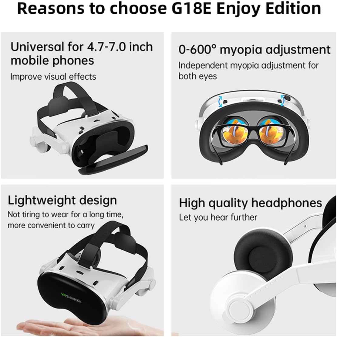 VR Headset voor iPhone en Android, 3D Virtual Reality VR Bril Met blauwe lichten voor VR Games Films & Video, Ondersteuning 4.7-7.0 "telefoon voor Jonge geitjes & Volwassenen met Afstandsbediening
