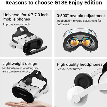 VR Headset voor iPhone en Android, 3D Virtual Reality VR Bril Met blauwe lichten voor VR Games Films & Video, Ondersteuning 4.7-7.0 "telefoon voor Jonge geitjes & Volwassenen met Afstandsbediening
