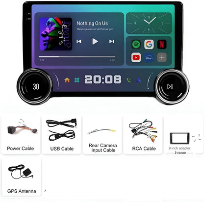 AudioTune Autoradio, 10,1 inch met Android 13 display, Apple Carplay Android auto, draadloos, stereo, bluetooth radio, autodisplay, autodisplay, automonitor, met navigator + FM-handgrepen, USB
