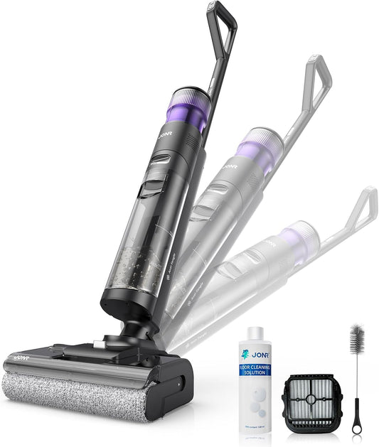JONR 17.000 Pa ED 12 Pro Max nat-/droogzuiger (ED 12 upgrade-versie), lcd-display, 180° plat design, 40 minuten looptijd, 70 °C zelfreiniging, 5 minuten FlashDry en reiniging onder laagstaande vloeren