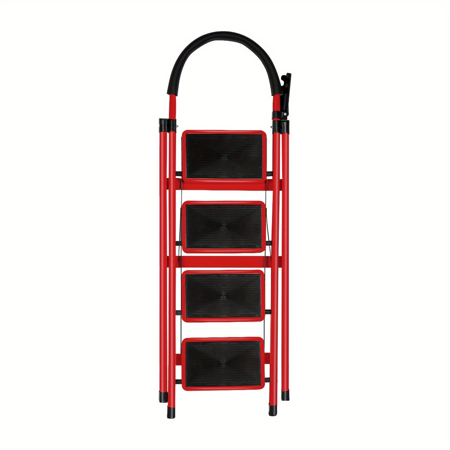 Vouwtrap – Trapladder – Opstapkruk – Vouwladder – Stalen Huishoudtrap – 4 Treden – Antislip Treden – Inklapbaar Met Gereedschap Plateau
